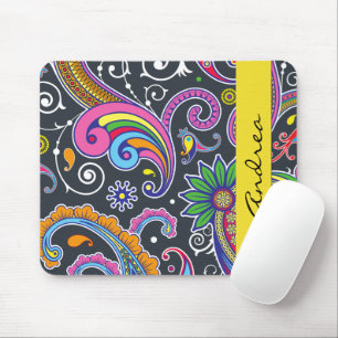 Colourful Paisley, Paisley Pattern, Your Name Mouse Pad