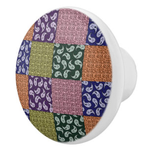 Colourful Paisley Patchwork Pattern Ceramic Knob