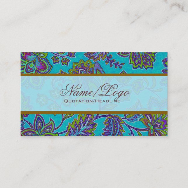 Colourful Paisley Pattern 4 Business Card (Front)
