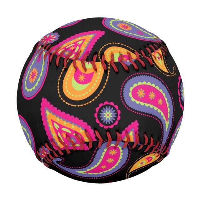 Colourful Paisley Pattern Baseball (Front)