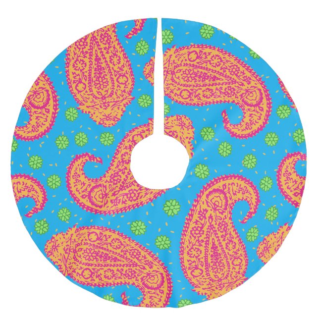 Colourful Paisley Pattern Brushed Polyester Tree Skirt (Front)
