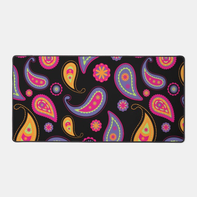 Colourful Paisley Pattern Desk Mat (Front)