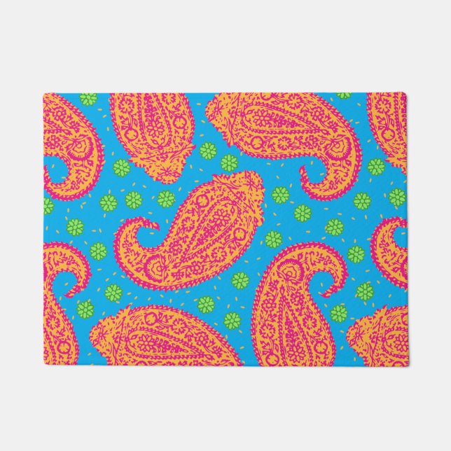 Colourful Paisley Pattern Doormat (Front)