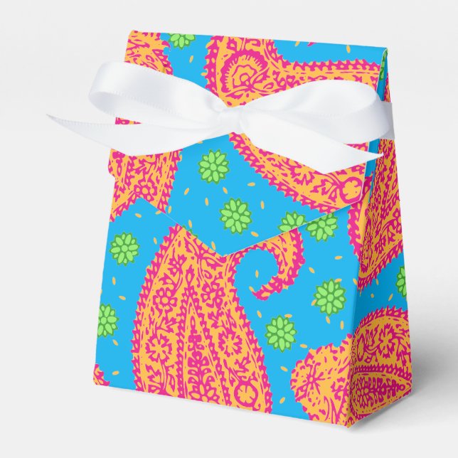 Colourful Paisley Pattern Favor Box (Front Side)