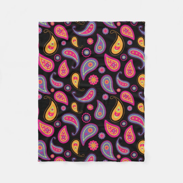 Colourful Paisley Pattern Fleece Blanket (Front)