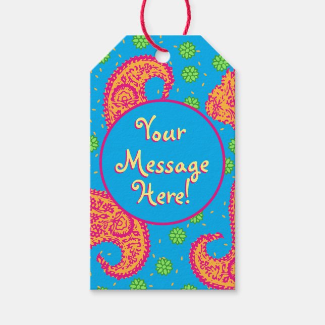Colourful Paisley Pattern Gift Tags (Front)