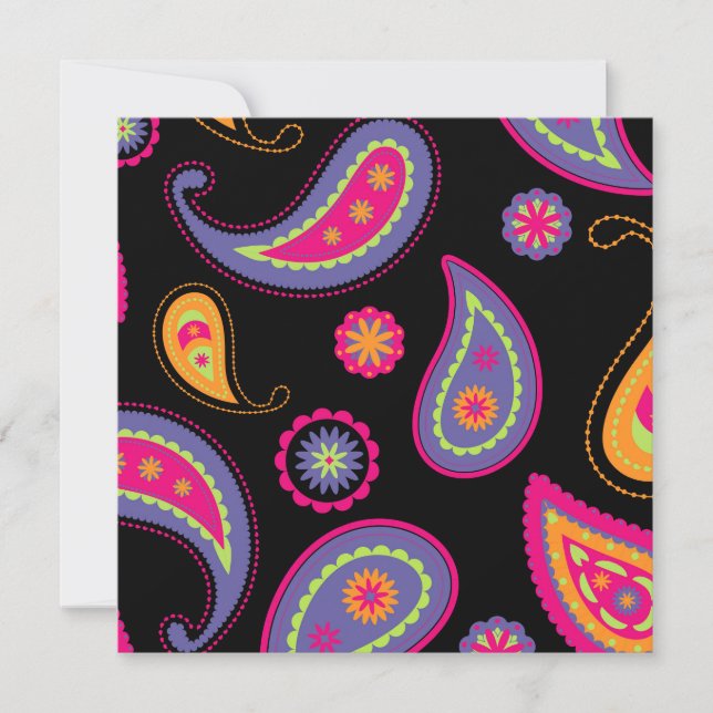 Colourful Paisley Pattern Invitation (Front)