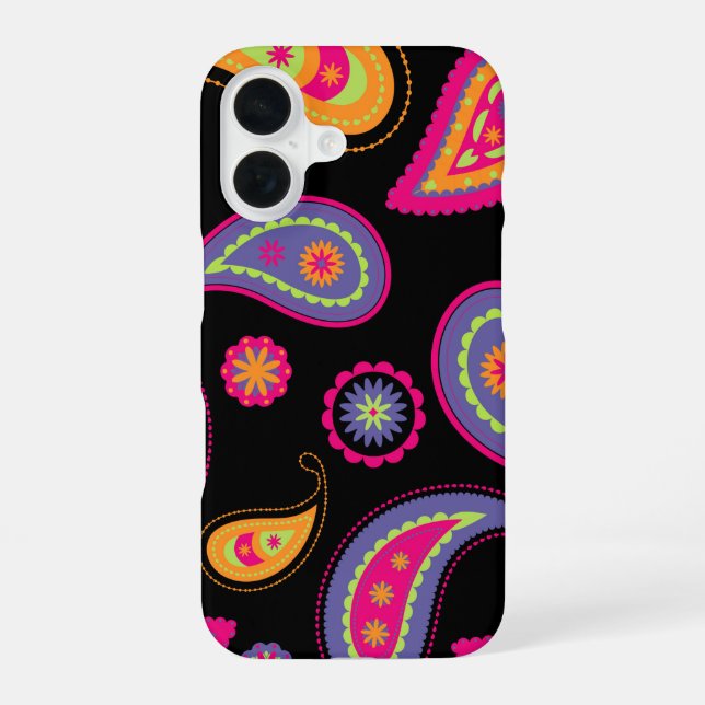 Colourful Paisley Pattern iPhone 16 Case (Back)