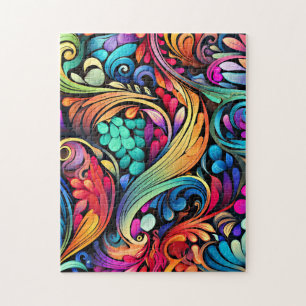 Colourful Paisley Pattern Jigsaw Puzzle
