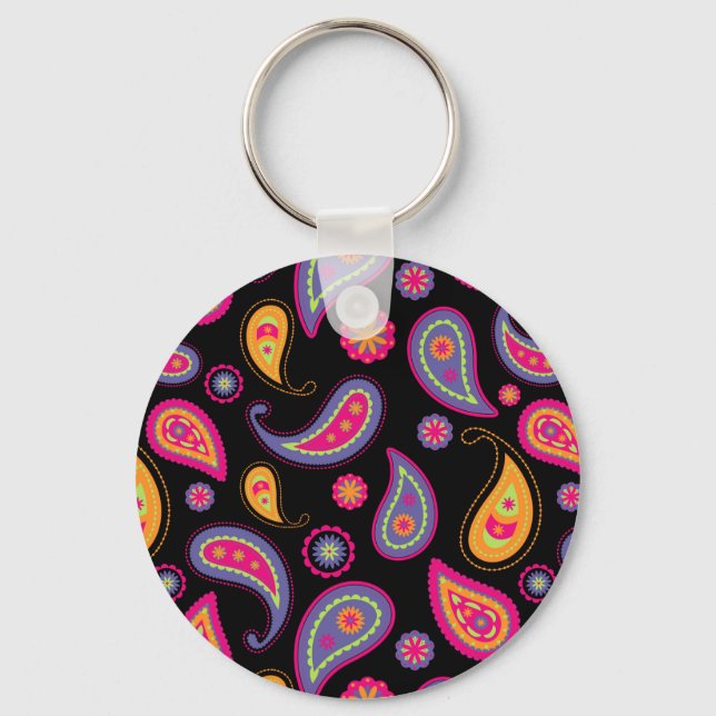 Colourful Paisley Pattern Keychain (Front)