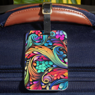 Colourful Paisley Pattern Luggage Tag