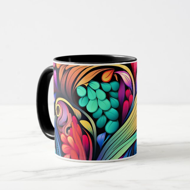 Colourful Paisley Pattern Mug (Front Left)