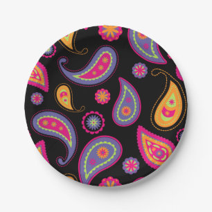 Colourful Paisley Pattern Paper Plate
