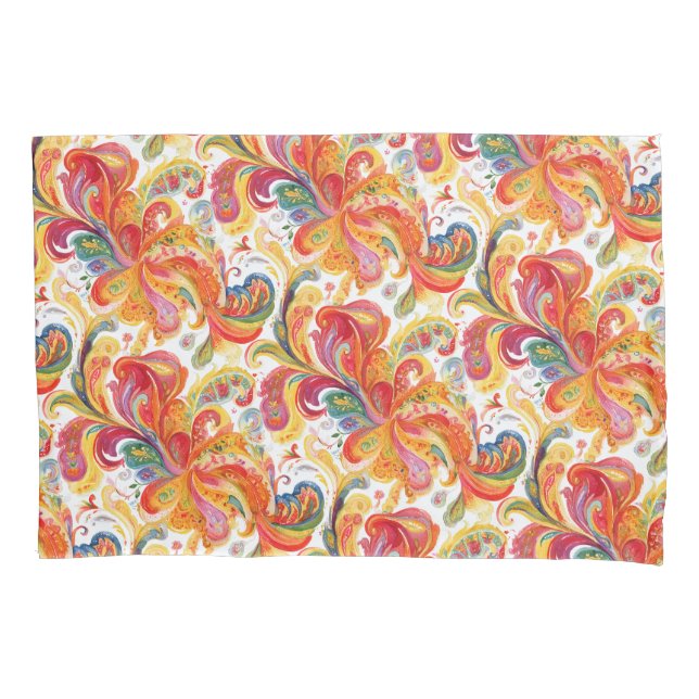 Colourful Paisley Pattern  Pillowcase (Front)