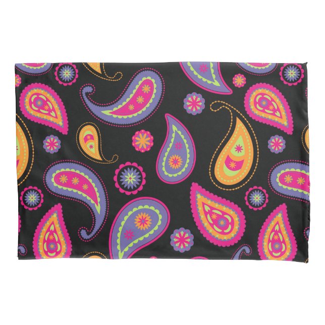 Colourful Paisley Pattern Pillowcase (Front-Left)