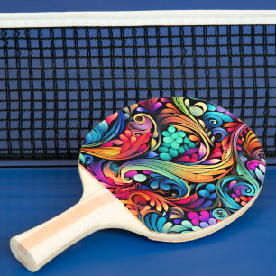 Colourful Paisley Pattern Ping Pong Paddle