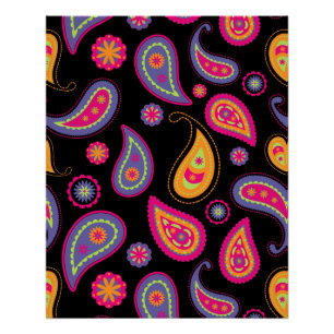 Colourful Paisley Pattern Poster