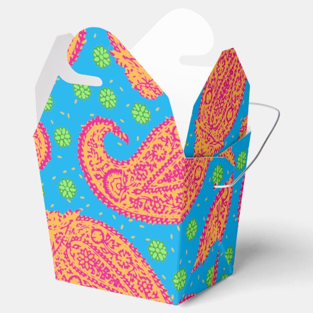 Colourful Paisley Pattern Take Out Favor Box (Opened)