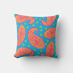 Colourful Paisley Pattern Throw Pillow