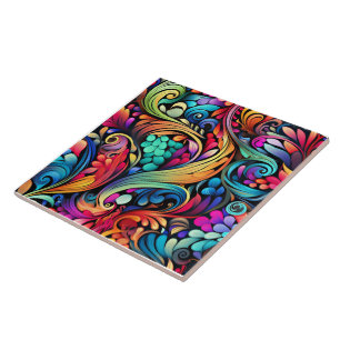 Colourful Paisley Pattern Tile