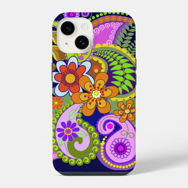 Colourful Paisley Patterns and Flowers iPhone Case (Back)