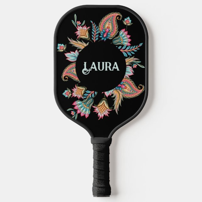 Colourful Paisley Personalized Pickleball Paddle (Front)