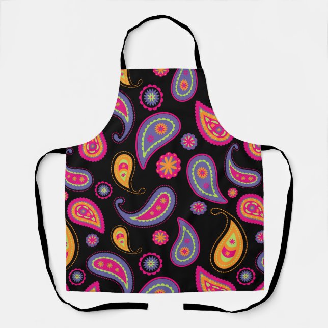 Colourful Paisley seamless Pattern Apron (Front)