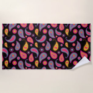 Colourful Paisley seamless Pattern Beach Towel