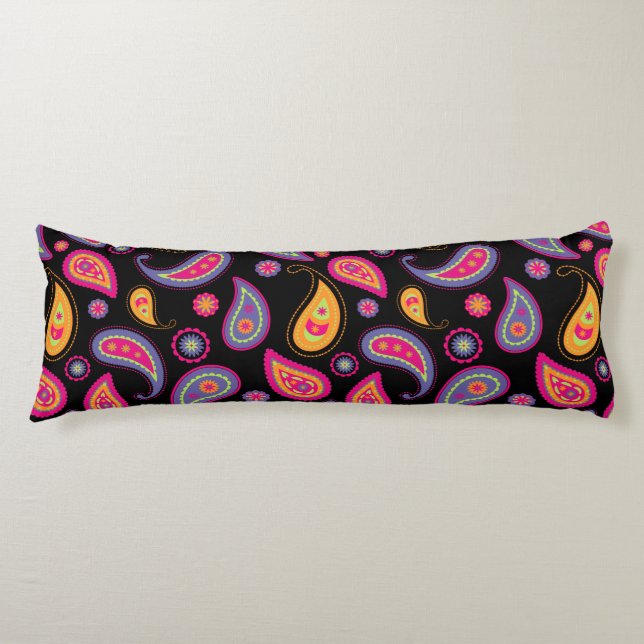 Colourful Paisley seamless Pattern Body Pillow (Front)