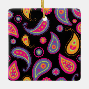 Colourful Paisley seamless Pattern Ceramic Ornament