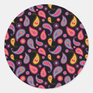 Colourful Paisley seamless Pattern Classic Round Sticker