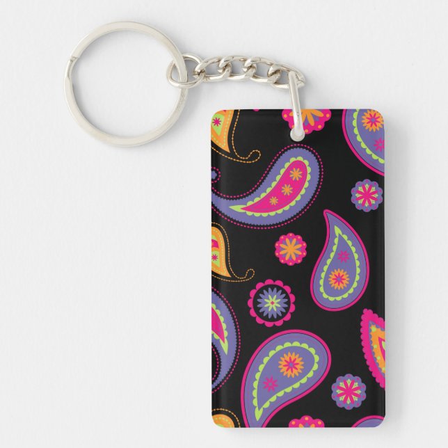 Colourful Paisley seamless Pattern Keychain (Front)