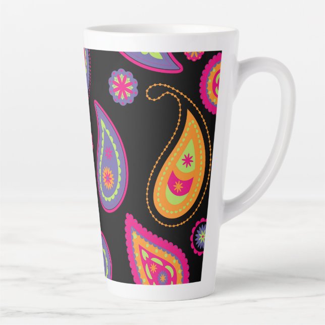 Colourful Paisley seamless Pattern Latte Mug (Right)
