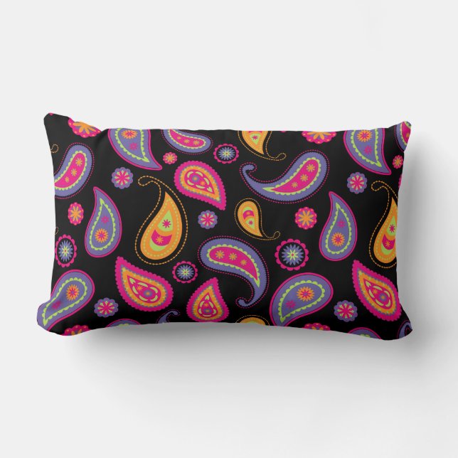 Colourful Paisley seamless Pattern Lumbar Pillow (Front)