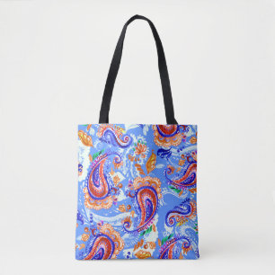 Colourful paisley seamless pattern tote bag