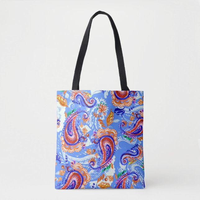 Colourful paisley seamless pattern tote bag (Front)
