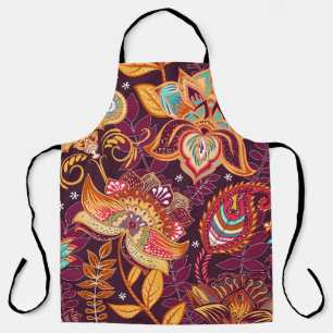 Colourful Paisley Style Floral Pattern Apron