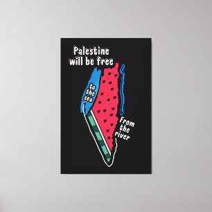 colourful palestine watermelon map graphic design canvas print