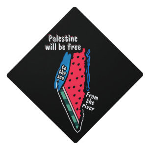 colourful palestine watermelon map graphic design graduation cap topper
