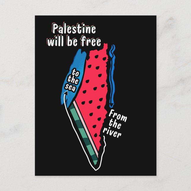 colourful palestine watermelon map graphic design postcard (Front)