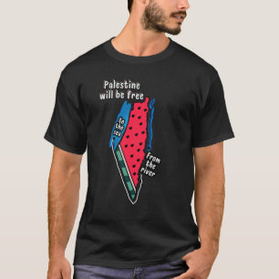colourful palestine watermelon map graphic design T-Shirt