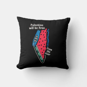 colourful palestine watermelon map graphic design throw pillow