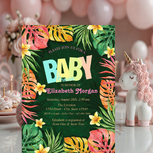 Colourful Palm Leaves Green Baby Shower  Invitation