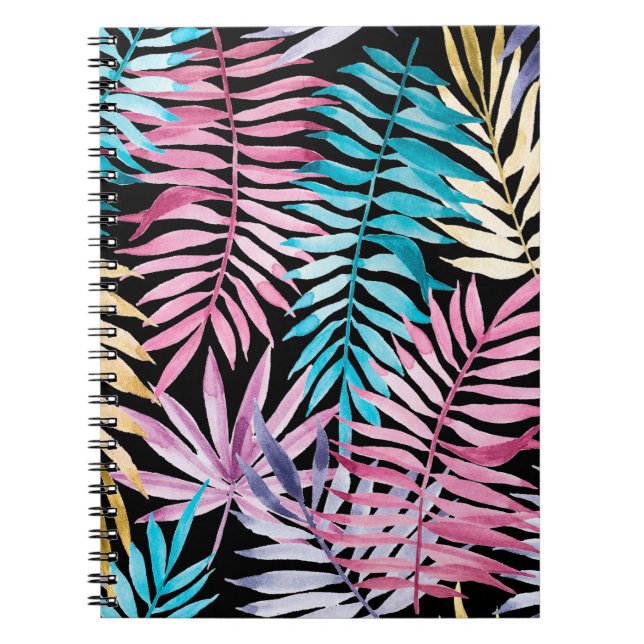 Colourful palm leaves pattern notebook (Front)