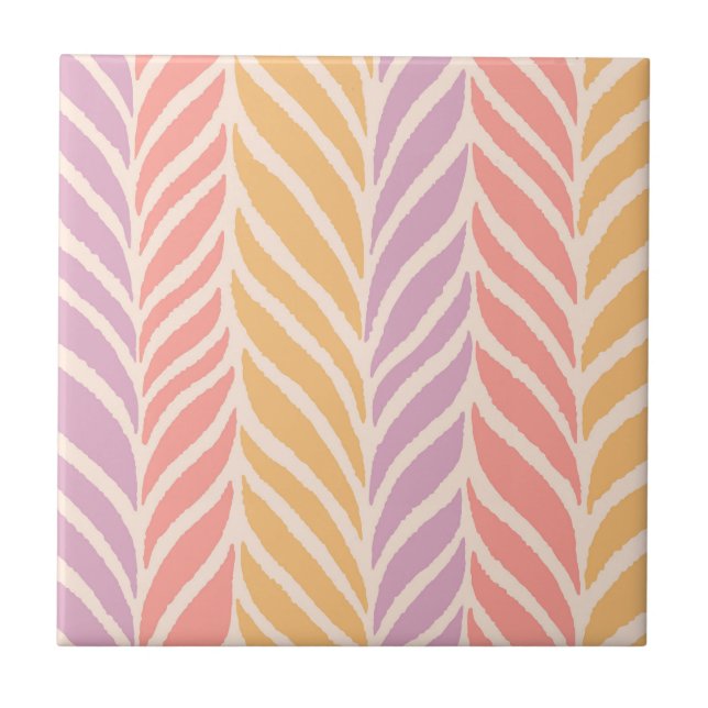Colourful Palm Leaves Pattern Tile (Front)