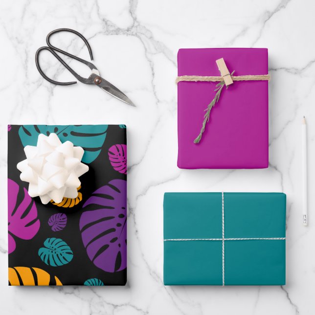 Colourful Palm Leaves Wrapping Paper Sheet (Front)