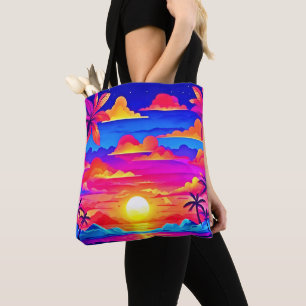 Colourful Palm Tree Sunset Tote Bag
