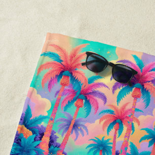Colourful Palm trees Beach Towel