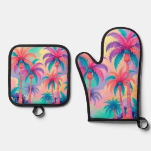 Colourful Palm trees Oven Mitt & Pot Holder Set