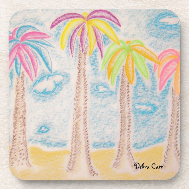 Colourful Palms-cork coaster (Front)